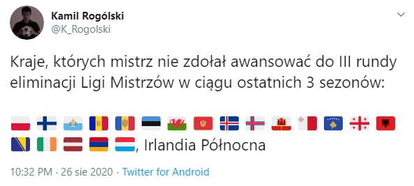 Przedstawiciele tych krajów w 3 ostatnich sezonach NIE DALI RADY PRZEJŚĆ II rundy el. do LM xD